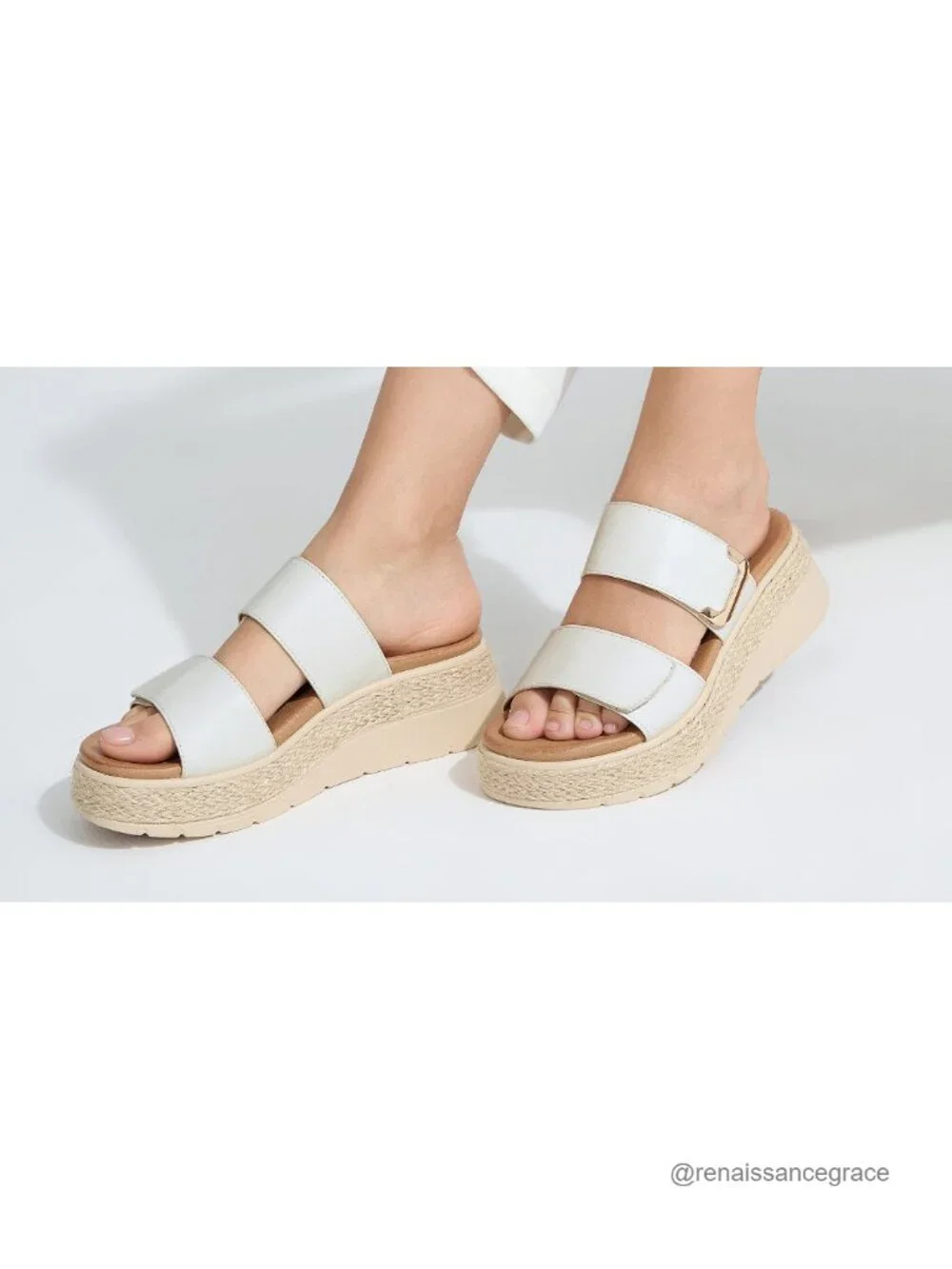 Womens Platform Wedge Sandals Orthopedic Arch Support Faux Leather Slip-On